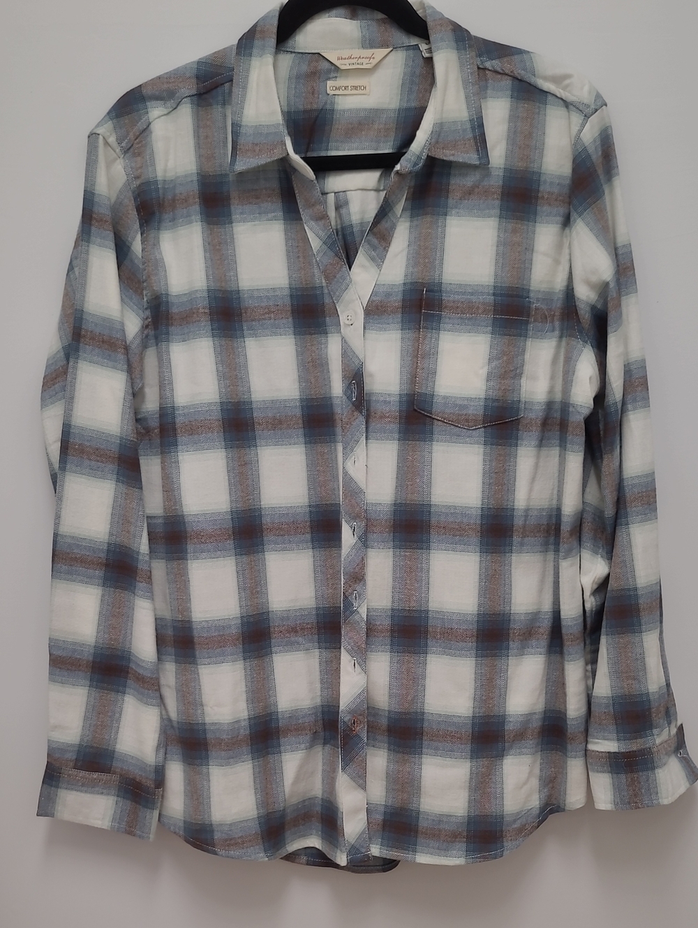 Weatherproof Men's Plaid Button-Down Shirt - White, Blue & Brown